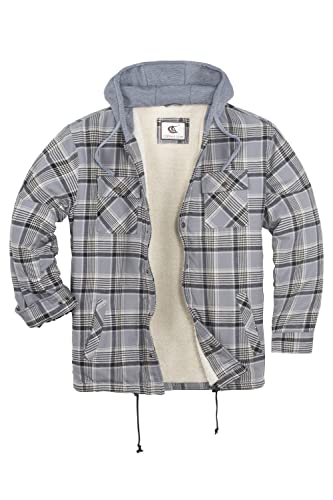 Coevals Club Herren Flanell Jacke Hemd Sherpa Holzfällerhemd Flanellhemd Langarm Kariertes Druckknöpfe Baumwolle Winter Hemd Kapuze (Schwarz/Weiß kariert #13 3XL) von Coevals Club