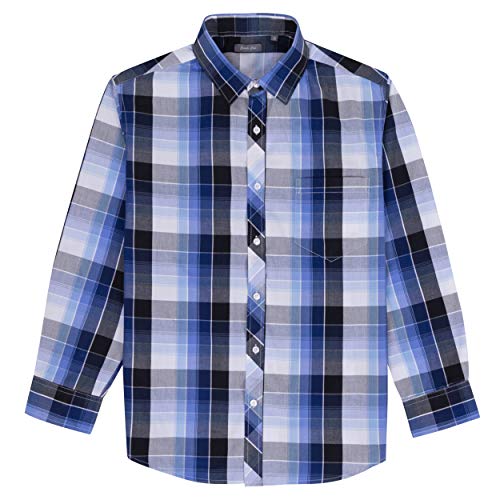 Coevals Club Herren Hemd Langarm männer Baumwolle Hemden Regular fit Freizeithemden Bügelleicht Casual Herren Hemden(#5 Blue Black, L) von Coevals Club