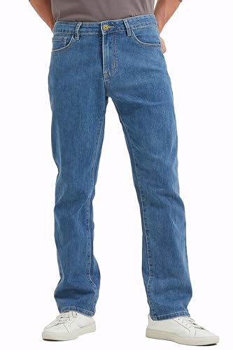 Coevals Club Herren Jeans Hose Stretch Jeanshose Straight Leg 5-Pocket Workwear Flex in Entspannter Passform(Altblau 32L 1#32) von Coevals Club