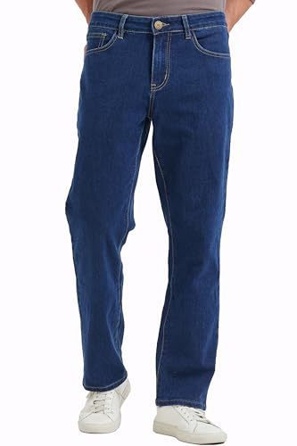 Coevals Club Herren Jeans Hose Stretch Jeanshose Straight Leg 5-Pocket Workwear Flex in Entspannter Passform(Dunkelblau 32L 4#36) von Coevals Club