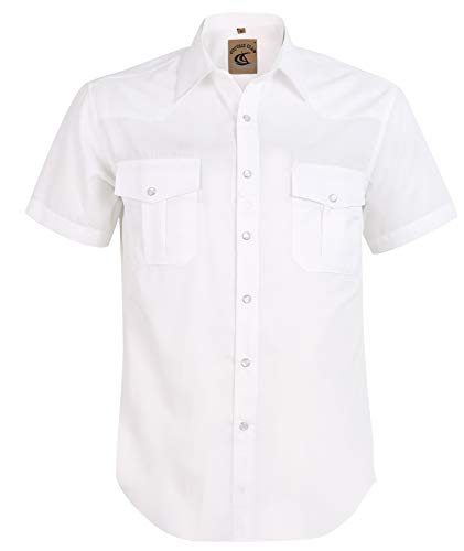 Coevals Club Herren Lässige Druckknöpfen Unifarben Anzug Regular Fit Kurzarm Bügelleichtes Freizeit Trachten Hemd (Weiß #5 2XL) von Coevals Club
