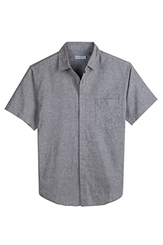 Coevals Club Herren Lässige Leinenhemd Freizeithemd Businesshemd Sommer Kurzarm Regular Fit Hemd (Grau 12# L) von Coevals Club