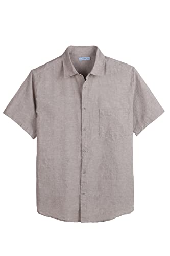 Coevals Club Herren Lässige Leinenhemd Freizeithemd Businesshemd Sommer Kurzarm Regular Fit Hemd (Helles Khaki 2# XL) von Coevals Club