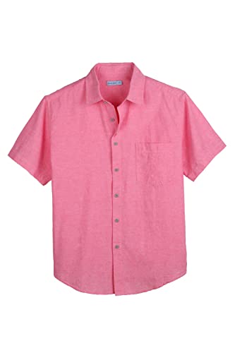 Coevals Club Herren Lässige Leinenhemd Freizeithemd Businesshemd Sommer Kurzarm Regular Fit Hemd (Rosa 13# L) von Coevals Club