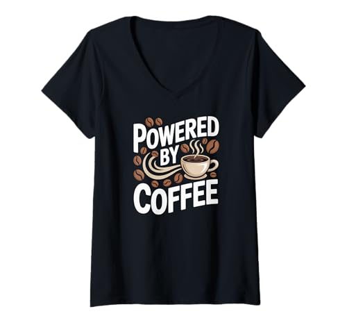 Damen Bereitgestellt von Coffee Beans Lovers Cafe Culture T-Shirt mit V-Ausschnitt Damen Bereitgestellt von Coffee Beans Lovers Cafe Culture T-Shirt mit V-Ausschnitt von Coffee Beans Morning Energy Drink Lovers