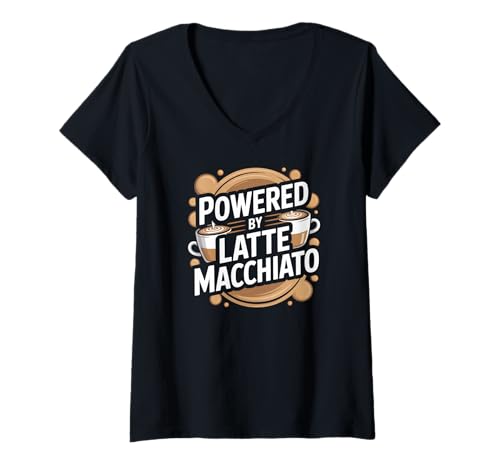 Damen Bereitgestellt von Latte Macchiato Coffee Time T-Shirt mit V-Ausschnitt Damen Bereitgestellt von Latte Macchiato Coffee Time T-Shirt mit V-Ausschnitt von Coffee Enthusiast Humor Latte Love Brew