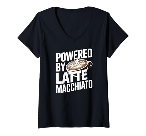 Damen Bereitgestellt von Latte Macchiato Coffee Humor T-Shirt mit V-Ausschnitt von Coffee Enthusiasts Latte Macchiato Lovers