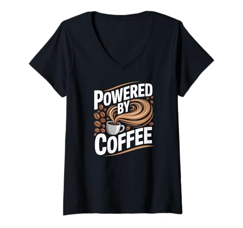 Damen Bereitgestellt von Coffee Morning Boost Fun T-Shirt mit V-Ausschnitt Damen Bereitgestellt von Coffee Morning Boost Fun T-Shirt mit V-Ausschnitt von Coffee Enthusiasts Morning Brew Lovers