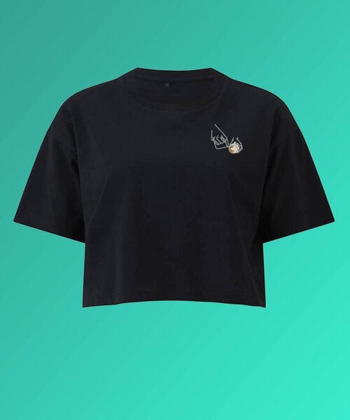 Coffee Fashion Latte Art | Besticktes Bio Baumwoll Crop Top von Coffee Fashion