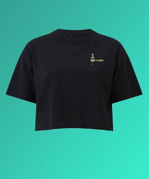 Coffee Fashion Siebträger & Tamper | Besticktes Bio Baumwoll Crop Top von Coffee Fashion