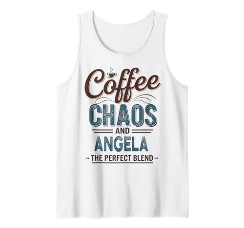 Angela Personalized Cute Coffee Girls Angela Name Tank Top von Coffee Gift For Women Gift For Angela