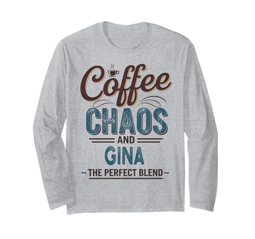 GINA Personalized Cute Coffee Girls GINA Name Langarmshirt von Coffee Gift For Women Gift For GINA