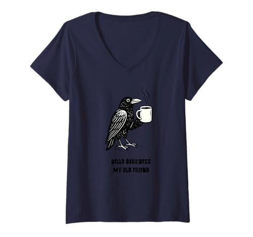 Damen Hello Darkness My Old Friend - Rabe - Schwarzer Kaffee T-Shirt mit V-Ausschnitt Damen Hello Darkness My Old Friend - Rabe - Schwarzer Kaffee T-Shirt mit V-Ausschnitt von Coffee Lover Barista Coffee Dark Moka