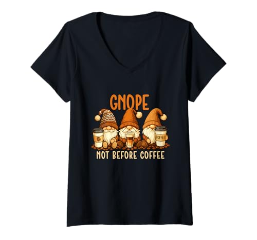 Damen Gnope Not Before Coffee - Morning Coffee Lover T-Shirt mit V-Ausschnitt von Coffee Lover Merch