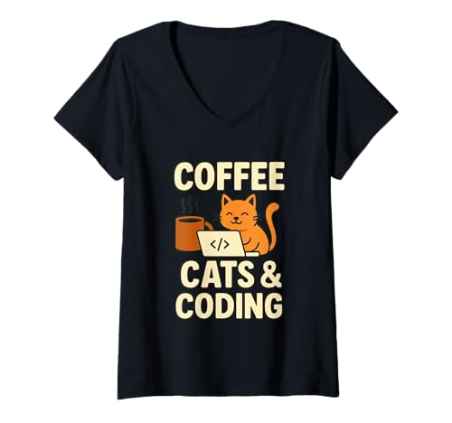 Damen Kaffeeliebhaber Programmierer Programmierung Koffein T-Shirt mit V-Ausschnitt Damen Kaffeeliebhaber Programmierer Programmierung Koffein T-Shirt mit V-Ausschnitt von Coffee Lover Programmer Programming