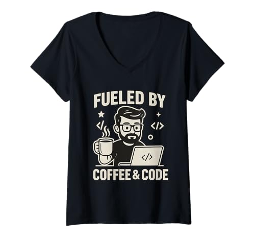Damen Kaffeeliebhaber Programmierer Programmierung Koffein T-Shirt mit V-Ausschnitt Damen Kaffeeliebhaber Programmierer Programmierung Koffein T-Shirt mit V-Ausschnitt von Coffee Lover Programmer Programming