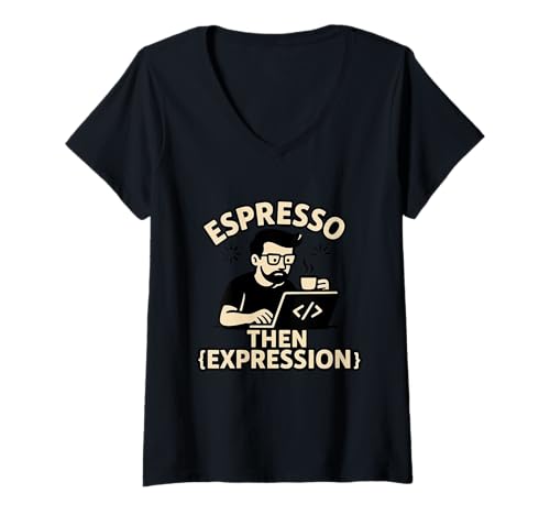 Damen Kaffeeliebhaber Programmierer Programmierung Koffein T-Shirt mit V-Ausschnitt Damen Kaffeeliebhaber Programmierer Programmierung Koffein T-Shirt mit V-Ausschnitt von Coffee Lover Programmer Programming