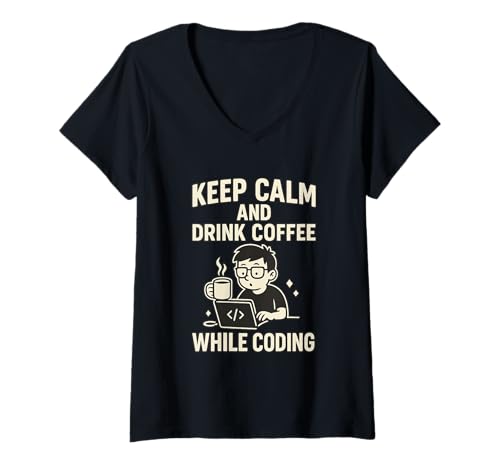 Damen Kaffeeliebhaber Programmierer Programmierung Koffein T-Shirt mit V-Ausschnitt Damen Kaffeeliebhaber Programmierer Programmierung Koffein T-Shirt mit V-Ausschnitt von Coffee Lover Programmer Programming