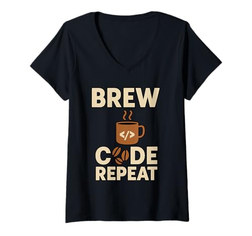 Damen Kaffeeliebhaber Programmierer Programmierung Koffein T-Shirt mit V-Ausschnitt Damen Kaffeeliebhaber Programmierer Programmierung Koffein T-Shirt mit V-Ausschnitt von Coffee Lover Programmer Programming