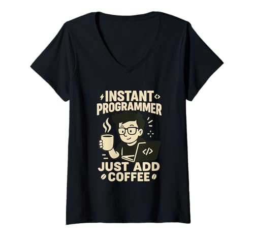 Damen Kaffeeliebhaber Programmierer Programmierung Koffein T-Shirt mit V-Ausschnitt Damen Kaffeeliebhaber Programmierer Programmierung Koffein T-Shirt mit V-Ausschnitt von Coffee Lover Programmer Programming