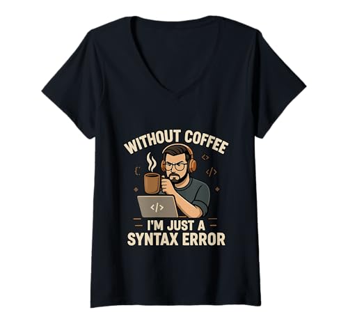 Damen Kaffeeliebhaber Programmierer Programmierung Koffein T-Shirt mit V-Ausschnitt Damen Kaffeeliebhaber Programmierer Programmierung Koffein T-Shirt mit V-Ausschnitt von Coffee Lover Programmer Programming