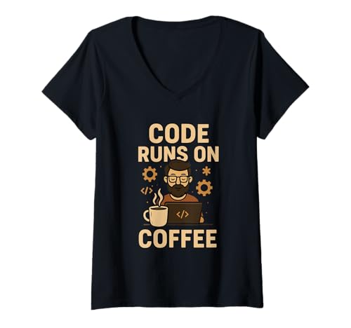Damen Kaffeeliebhaber Programmierer Programmierung Koffein T-Shirt mit V-Ausschnitt Damen Kaffeeliebhaber Programmierer Programmierung Koffein T-Shirt mit V-Ausschnitt von Coffee Lover Programmer Programming
