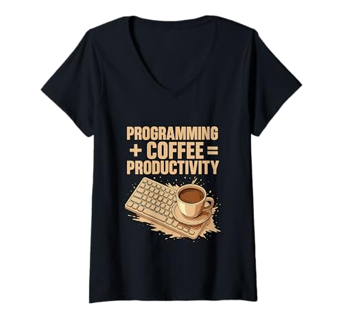 Damen Kaffeeliebhaber Programmierer Programmierung Koffein T-Shirt mit V-Ausschnitt Damen Kaffeeliebhaber Programmierer Programmierung Koffein T-Shirt mit V-Ausschnitt von Coffee Lover Programmer Programming
