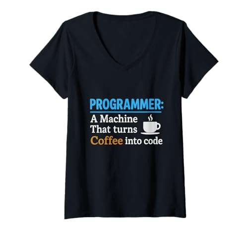 Damen Kaffeeliebhaber Programmierer Programmierung Koffein T-Shirt mit V-Ausschnitt Damen Kaffeeliebhaber Programmierer Programmierung Koffein T-Shirt mit V-Ausschnitt von Coffee Lover Programmer Programming
