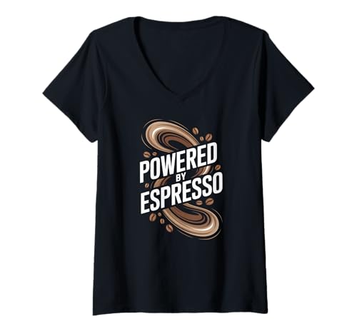 Damen Bereitgestellt von Espresso Coffee Enthusiast T-Shirt mit V-Ausschnitt Damen Bereitgestellt von Espresso Coffee Enthusiast T-Shirt mit V-Ausschnitt von Coffee Lovers Energy Boost