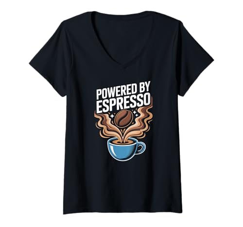 Damen Bereitgestellt von Espresso-Kaffee-Enthusiasten T-Shirt mit V-Ausschnitt Damen Bereitgestellt von Espresso-Kaffee-Enthusiasten T-Shirt mit V-Ausschnitt von Coffee Lovers Espresso Energy Vibes