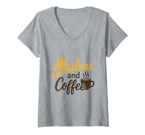 Damen Sunshine Coffee Drinkers Foodie Coffein T-Shirt mit V-Ausschnitt Damen Sunshine Coffee Drinkers Foodie Coffein T-Shirt mit V-Ausschnitt von Coffee Lovers