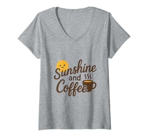 Damen Sunshine Coffee Drinkers Foodie Coffein T-Shirt mit V-Ausschnitt von Coffee Lovers