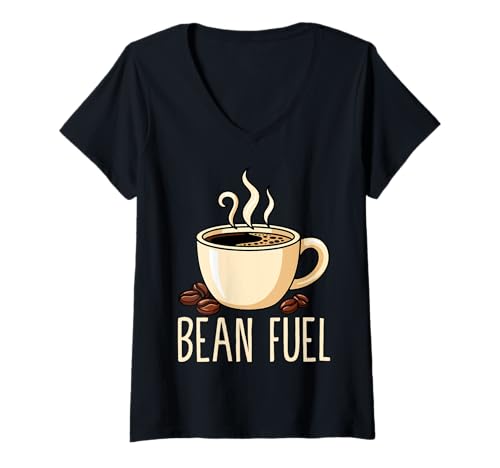 Damen Kaffee - Bohnenbrennstoff T-Shirt mit V-Ausschnitt Damen Kaffee - Bohnenbrennstoff T-Shirt mit V-Ausschnitt von Coffee Mood Apparel