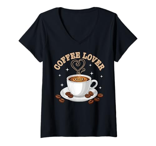 Damen Kaffee - Kaffeeliebhaber T-Shirt mit V-Ausschnitt Damen Kaffee - Kaffeeliebhaber T-Shirt mit V-Ausschnitt von Coffee Mood Apparel