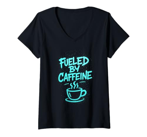 Damen Fueled by Coffein Graffiti Artwork T-Shirt mit V-Ausschnitt Damen Fueled by Coffein Graffiti Artwork T-Shirt mit V-Ausschnitt von Coffee Street