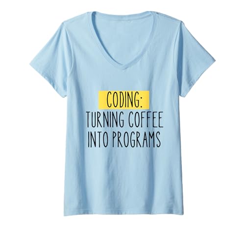 Damen Coding Funny Programmer Work Coffee Tech Softwareentwickler T-Shirt mit V-Ausschnitt von Coffee & Chaos - Bold Style for Men and Woman