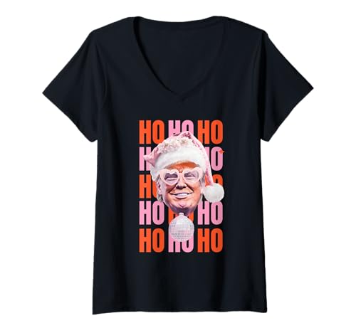 Damen Make Christmas Great Again Xmas Party Lustiger Trump-Pyjama T-Shirt mit V-Ausschnitt von Coffee & Chaos - Bold Style for Men and Woman