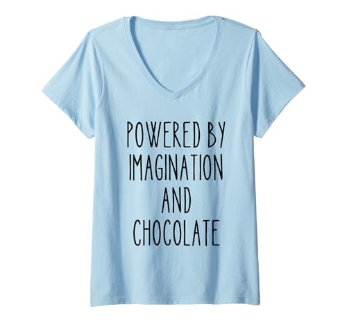 Damen Powered Imagination Chocolate Dreamer Feinschmecker Choco Love T-Shirt mit V-Ausschnitt von Coffee & Chaos - Bold Style for Men and Woman