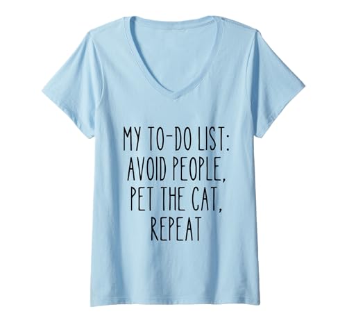 Damen to-Do-Liste Katzenliebhaber Lustiges Introvertiertes Zitat Katze Mama Katze Papa T-Shirt mit V-Ausschnitt von Coffee & Chaos - Bold Style for Men and Woman