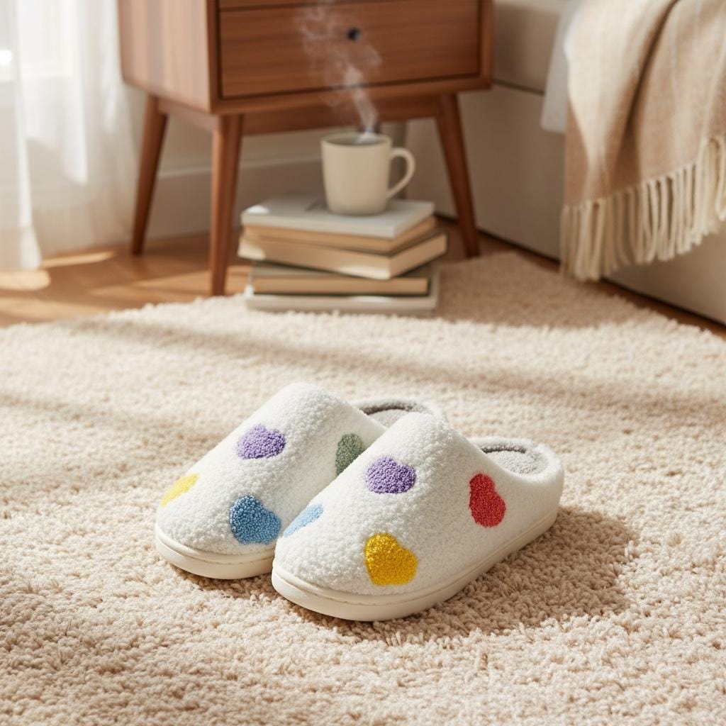 Regenbogen Herzen Hausschuhe von CoffeeandNotesShop