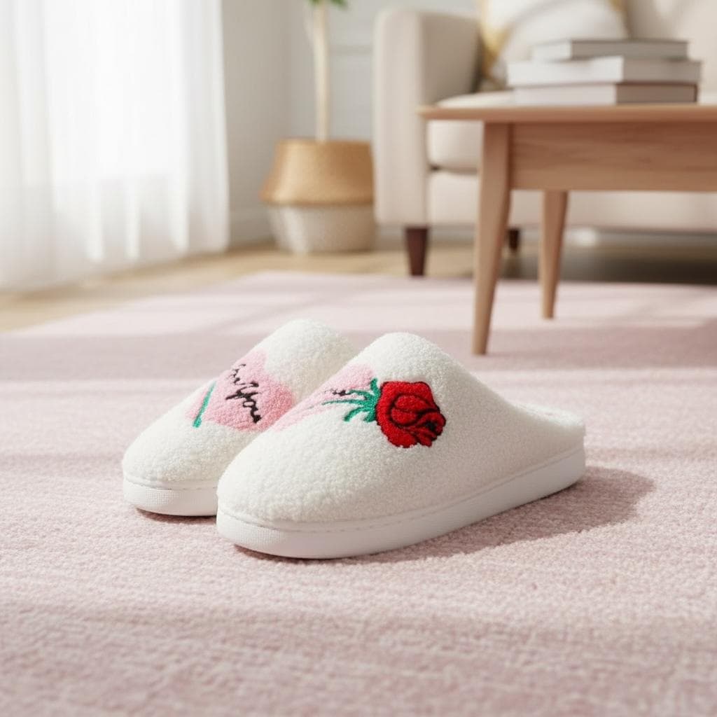 Süße Rosenhausschuhe von CoffeeandNotesShop