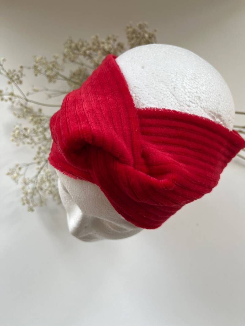 Haarband, Stirnband "Cord "Mit Twist, Knotenhaarband, Turban Damen, Cherry Red von CogaDesign