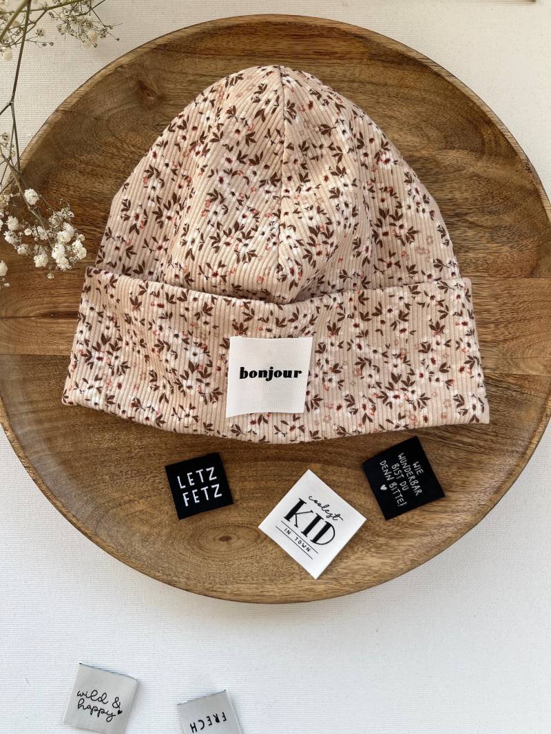Hipster Beanie Mütze " Amelie Für Baby Kind Aus Rippjersey Mit/Ohne Label von CogaDesign