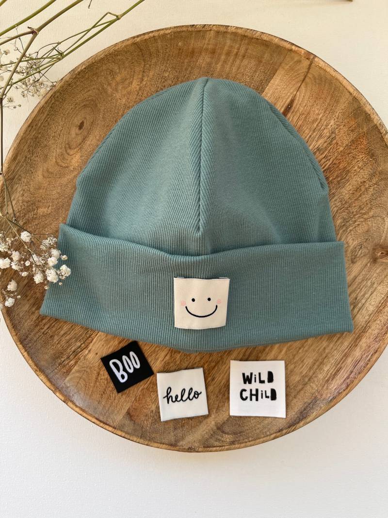 Hipster Beanie Mütze " Beryl Green Aus Rippjersey Mit/Ohne Label Grün von CogaDesign