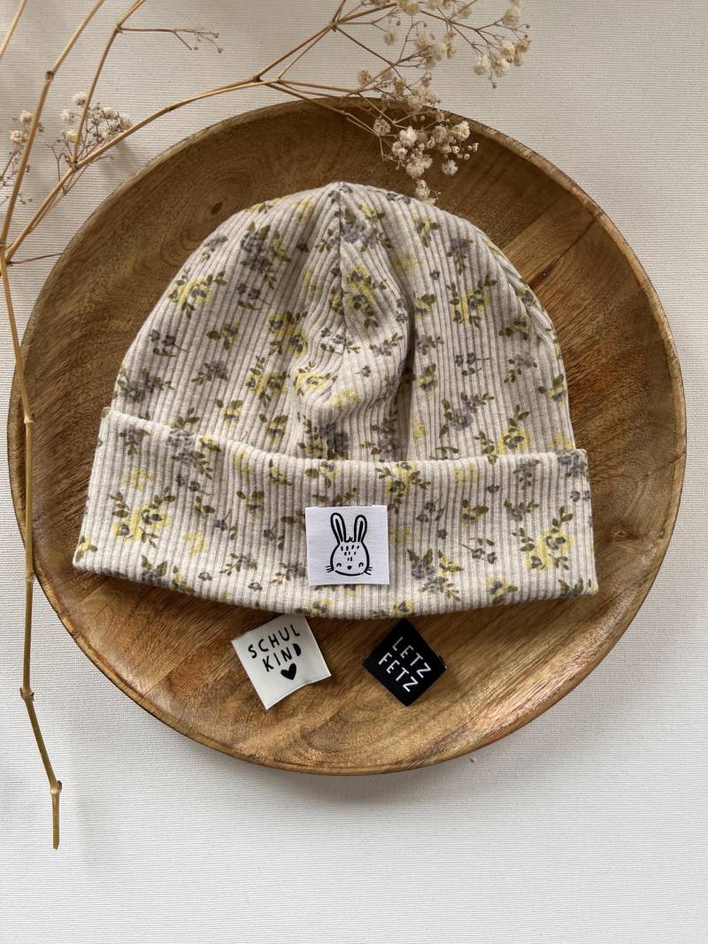 Hipster Beanie Mütze " Blossom Für Baby Kind Aus Rippjersey Mit/Ohne Label von CogaDesign