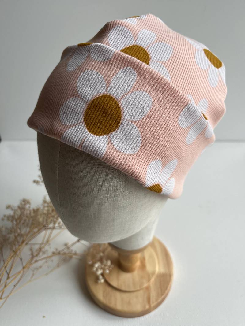 Hipster Beanie Mütze " Magaritte Für Baby Kind Aus Rippjersey Mit/Ohne Label Rosa von CogaDesign