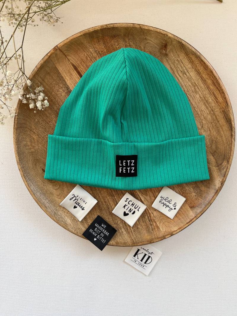 Hipster Beanie Mütze " Neon Aus Rippjersey Mit/Ohne Label Smaragdgrün von CogaDesign