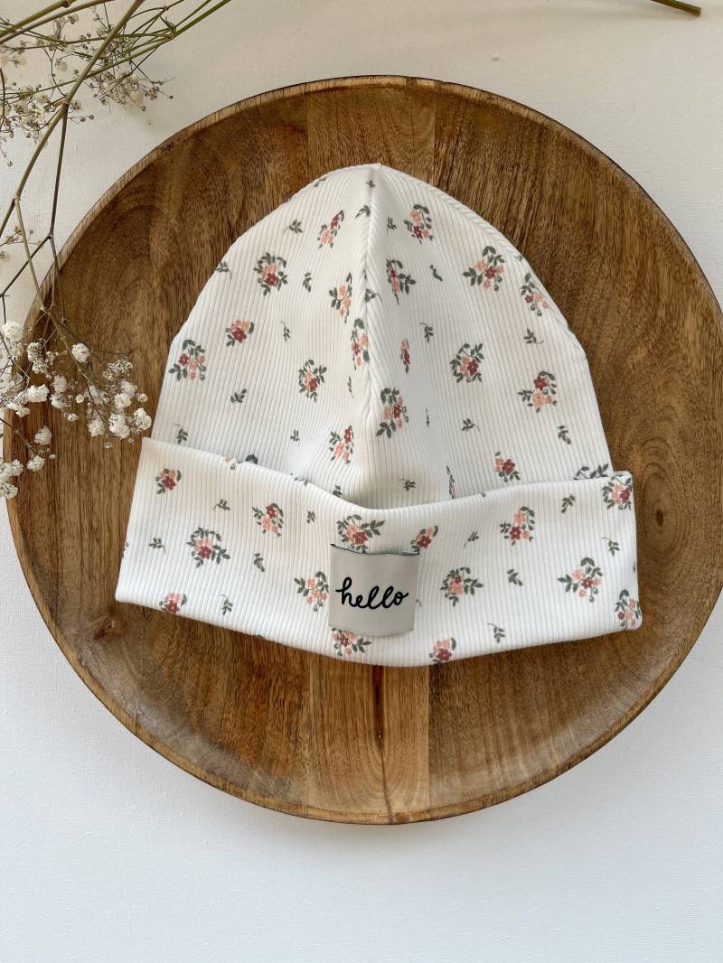 Hipster Beanie Mütze " Roses Für Baby Kind Aus Rippjersey Mit/Ohne Label von CogaDesign