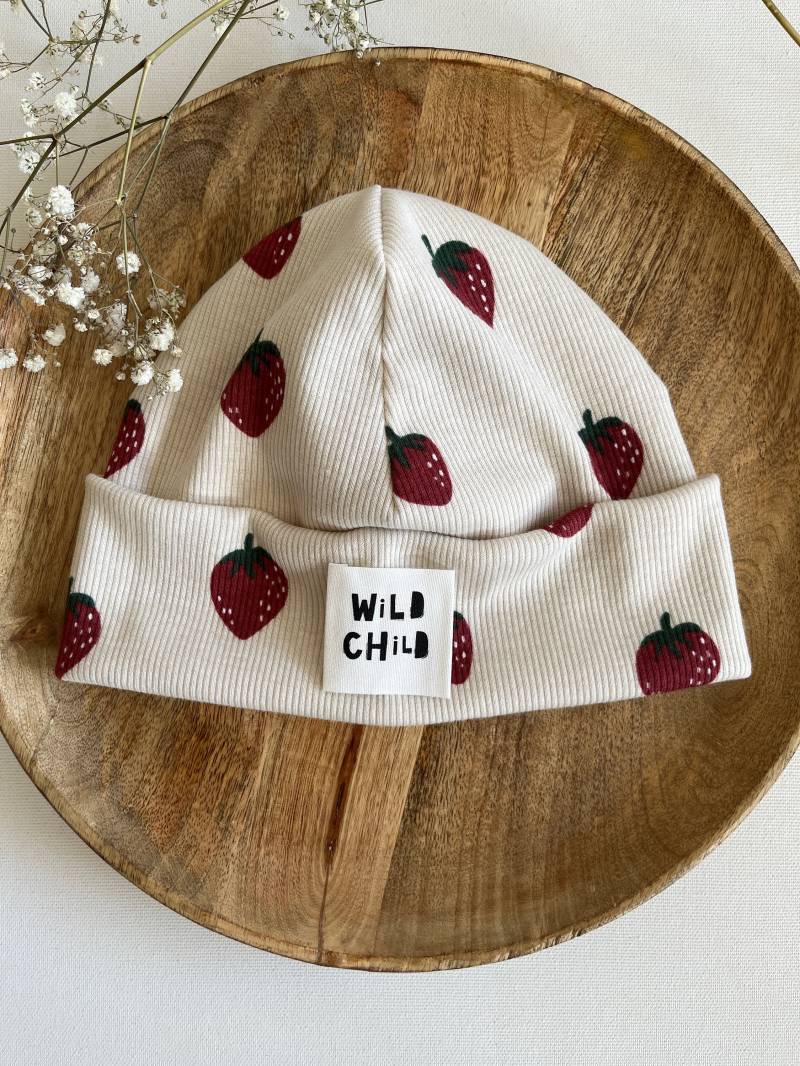 Hipster Beanie Mütze " Strawberry" Aus Rippjersey Mit/Ohne Label von CogaDesign