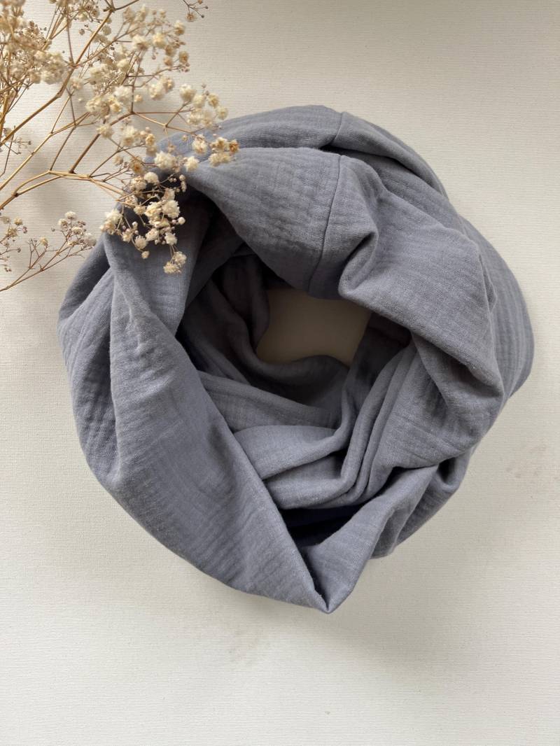 Loop Infinity Schal Loopschal Musselin Triple Gauze Damen Grau von CogaDesign